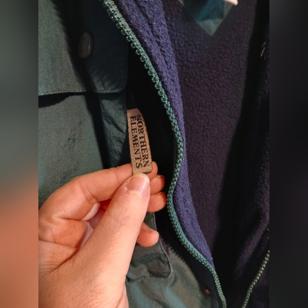 ​Vintage Northern Elements Cabin Essentials Fleece Lined Parka Jacket Navy/Green - Picture 7 of 14